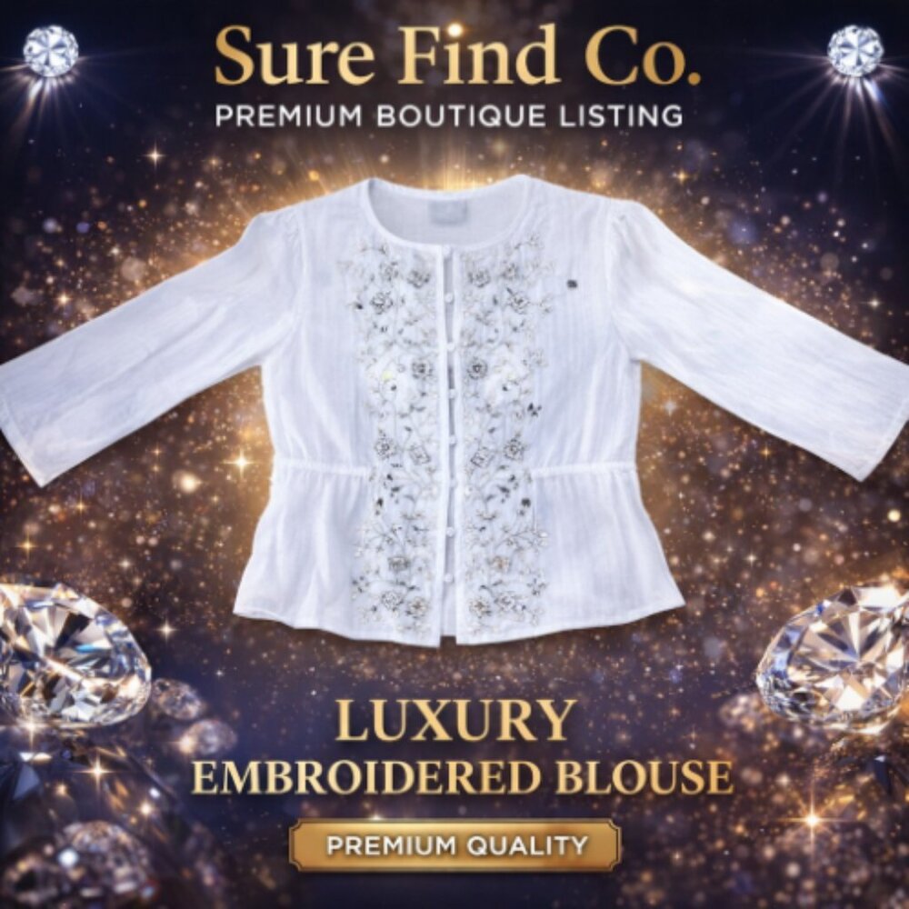 Christopher & Banks Light weight Embroidered Tie Front Cover up Blouse Size Smal